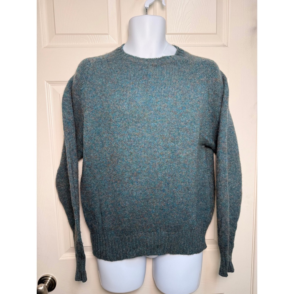 Knights Bridge Mens Large Wool Blend Sweater Blue Green Marled Made in Scotland